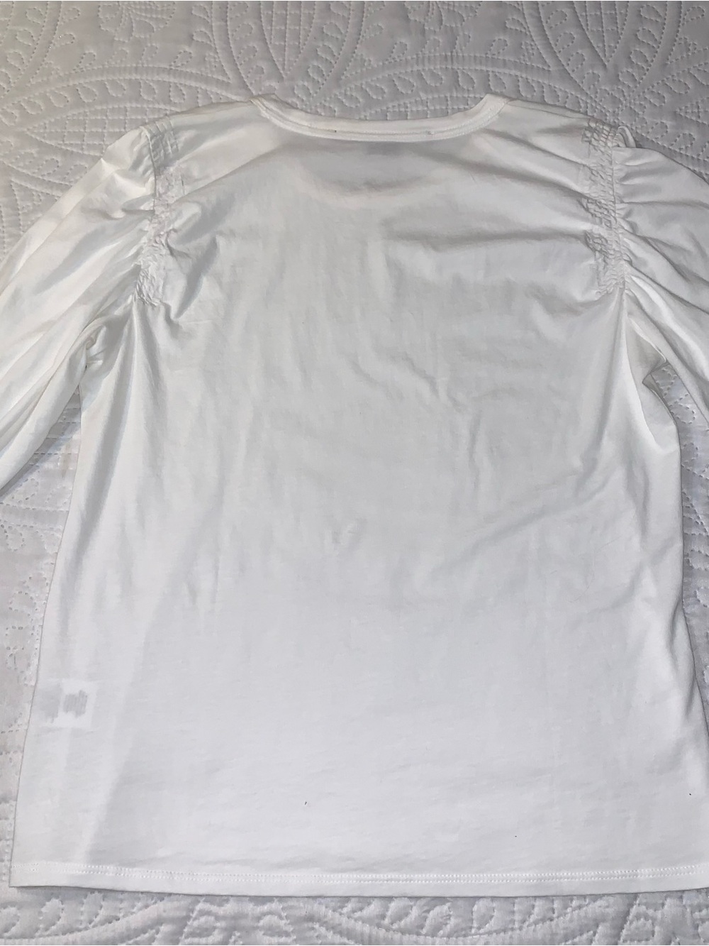 Veronica Beard Waldorf Ruched Sleeve Tee. White Pima Cotton. S - Picture 8 of 8